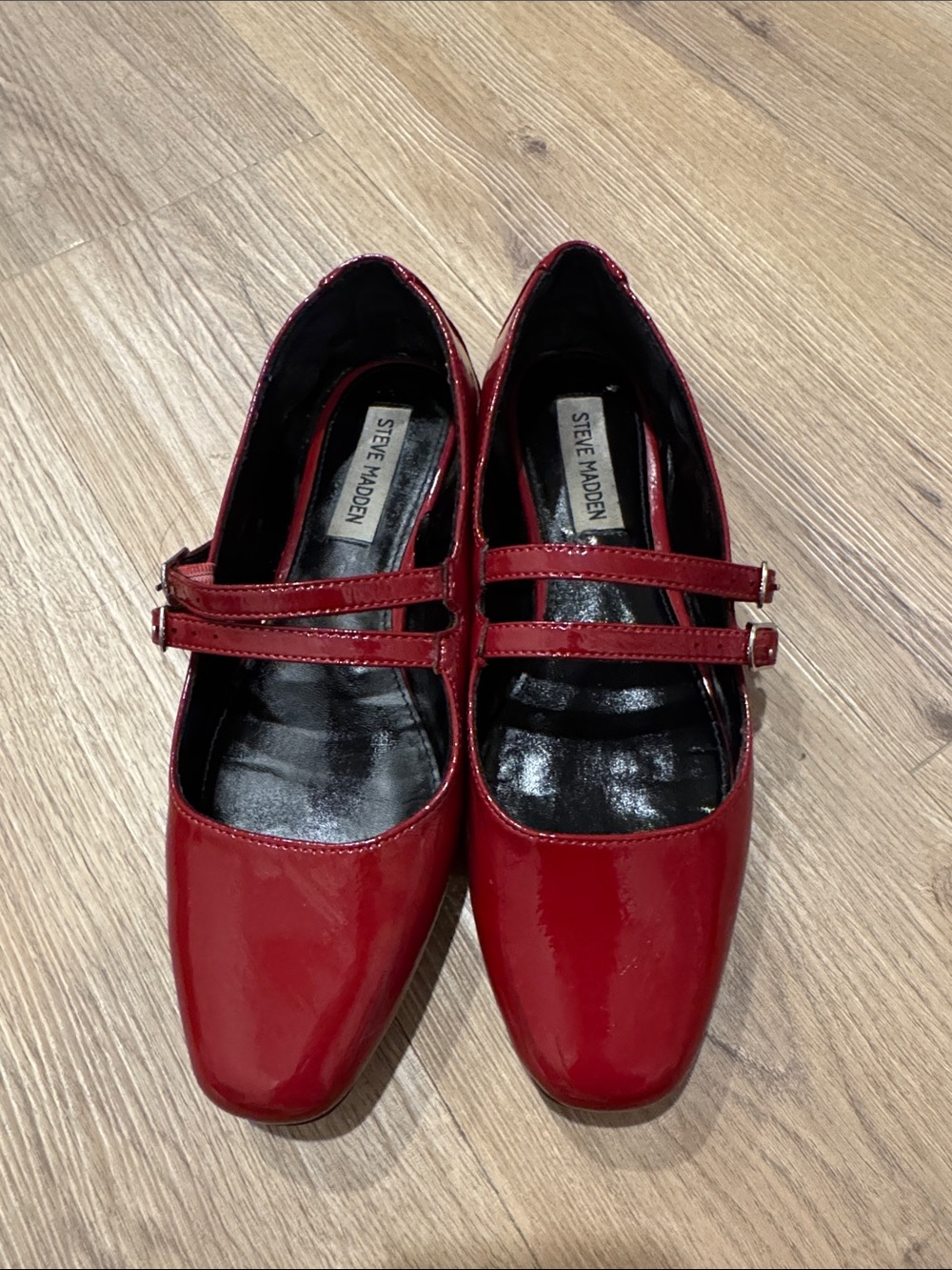 Steve Madden Red Patent Double-Strap Mary Jane Flats